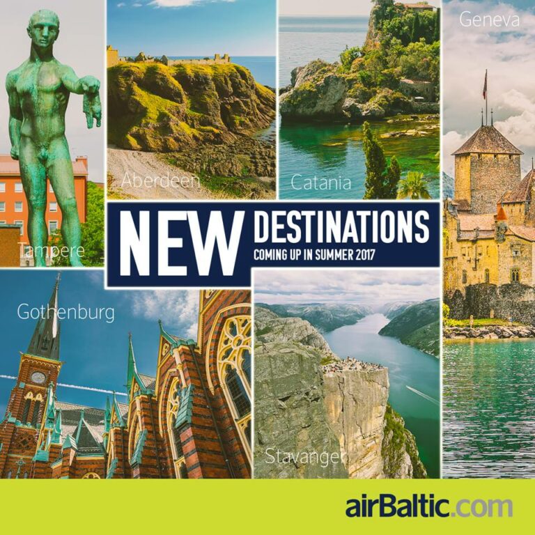 10 novos destinos de Verão airBaltic incluindo voos de Riga a Madrid