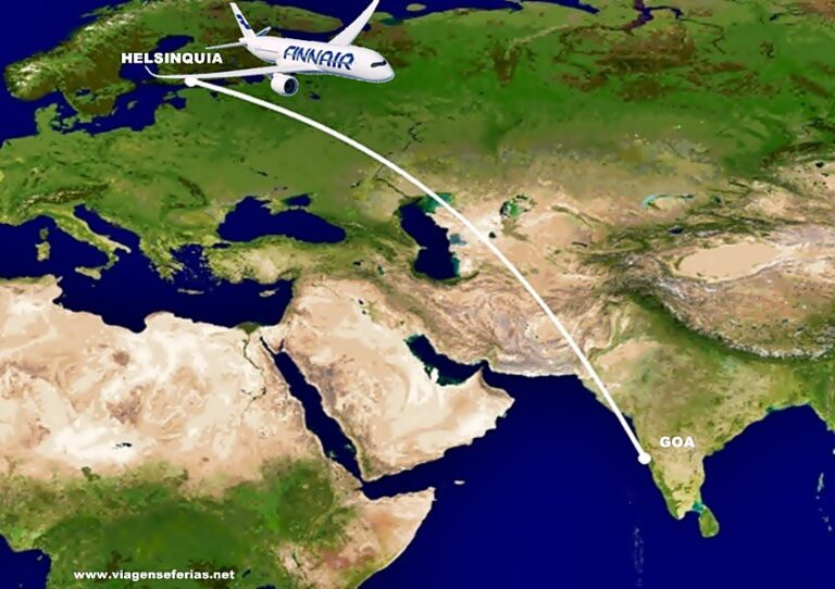 Rota da Finnair entre Helsínquia e Goa com 2 voos por semana