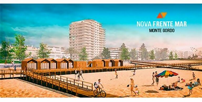 Esquema da praia de Monte Gordo com novos apoios e passadeira elevada