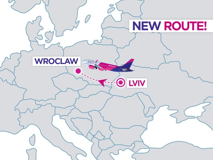 Ligação entre Lviv na Ucrânia e Wroclaw na Polónia com voos low cost Wizz Air