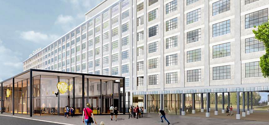 Fachada do hotel The Student Maastricht na Holanda (projecto)