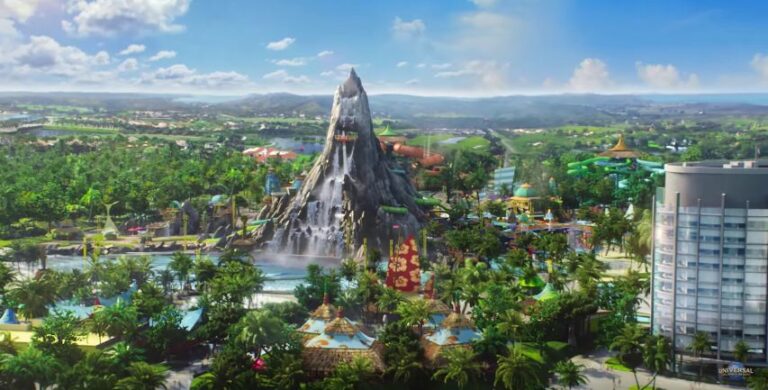 Vulcão no Parque Aquático Volcano Bay da Universal