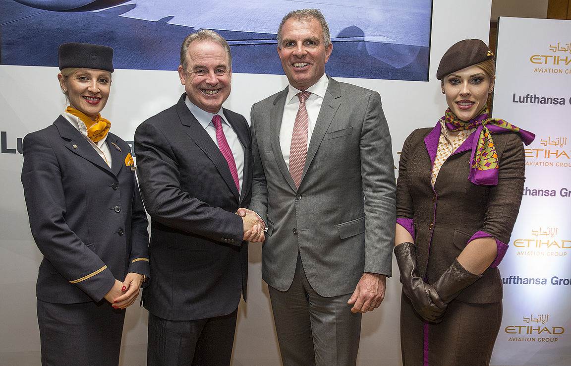 Acordo entre Lufthansa e Etihad Airways estende-se ao catering e partilha de rotas