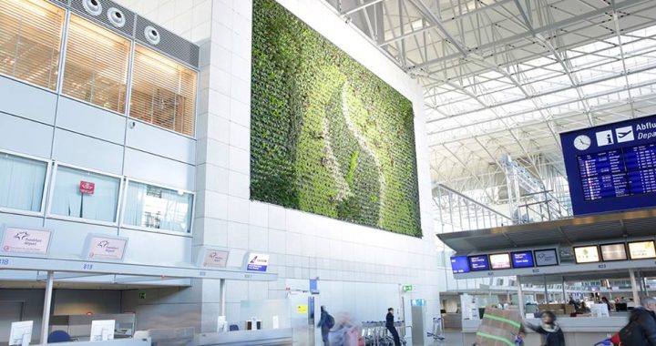 Jardim do Muro verde no Terminal 2 do aeroporto de Frankfurt