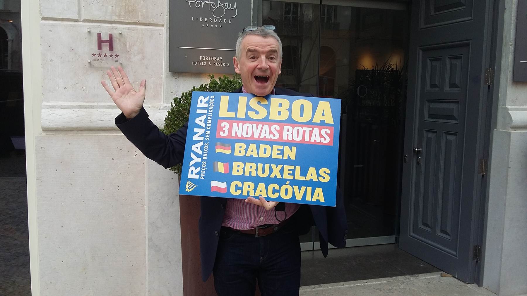 Michael O’Leary CEO da Ryanair mostra calendário Inverno 2017 em Lisboa
