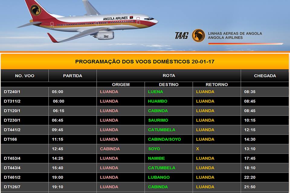 TAAG passa a 2 voos por semana entre Luanda e Kuito no Bié