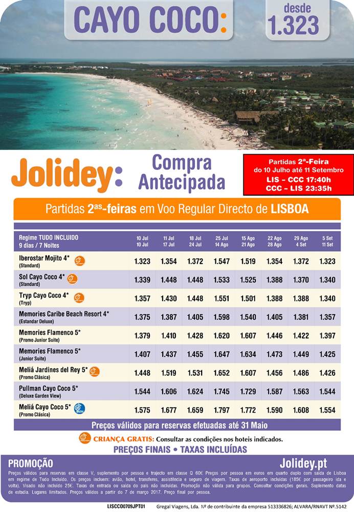 Propostas com preços para férias em Cayo Coco desde 1323€
