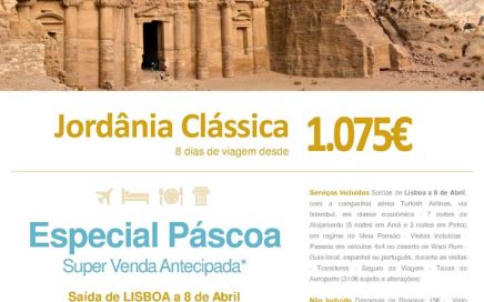 Partida 8 de Abril para 7 noites na Jordânia em Férias da Páscoa