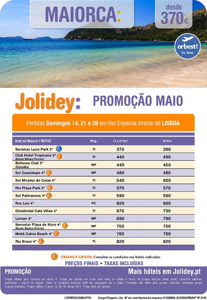 Pacote férias em Maiorca desde 370€ com partidas do Porto e Lisboa em Maio