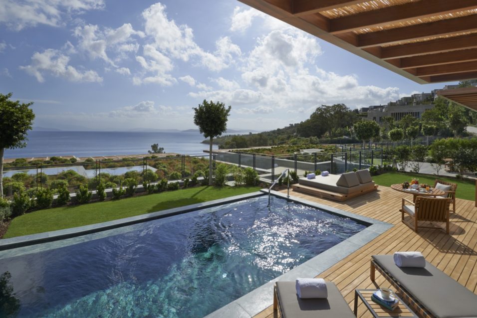 Suite com vista de mar no hotel Mandarin Oriental Bodrum na Turquia
