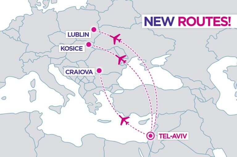 Lublin, Craiova e Kosice são 3 novas rotas da Wizz Air desde Tel Aviv