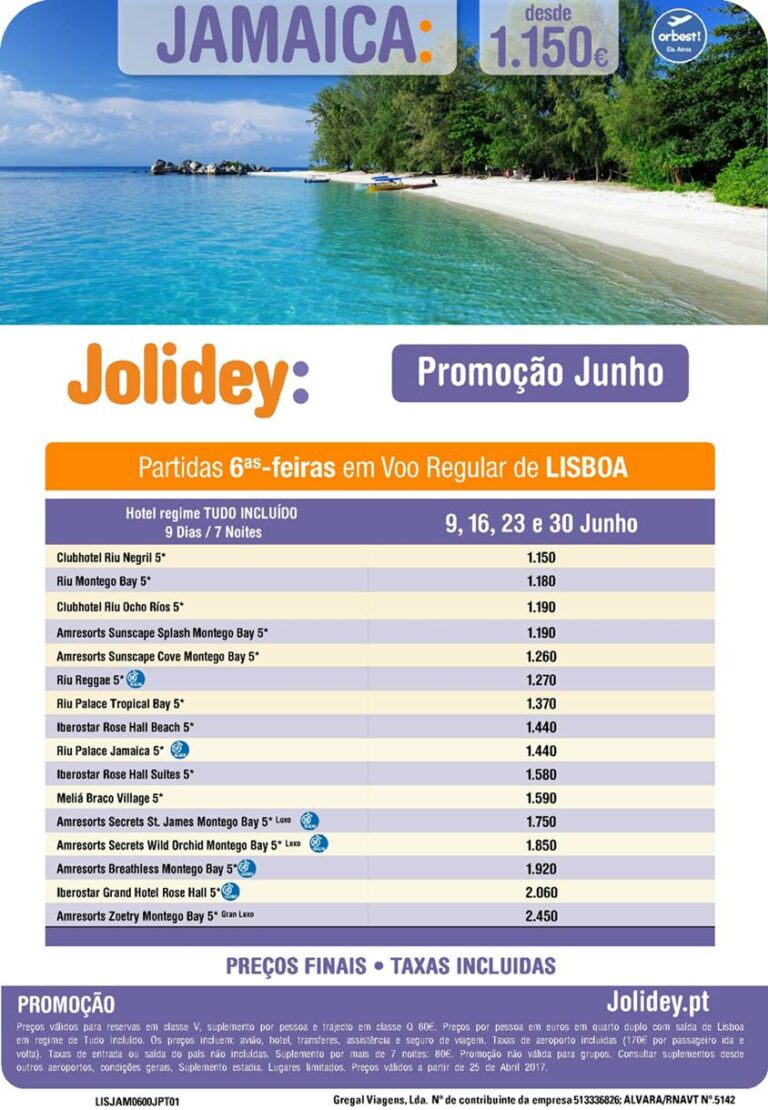 Pacote de Férias na Jamaica em Junho desde 1150€ em promoção de última hora