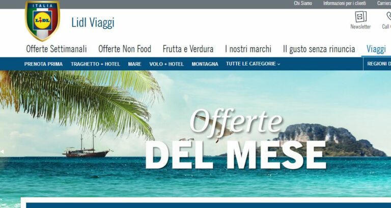 Capa de entrada do LIDL Viagens em Itália