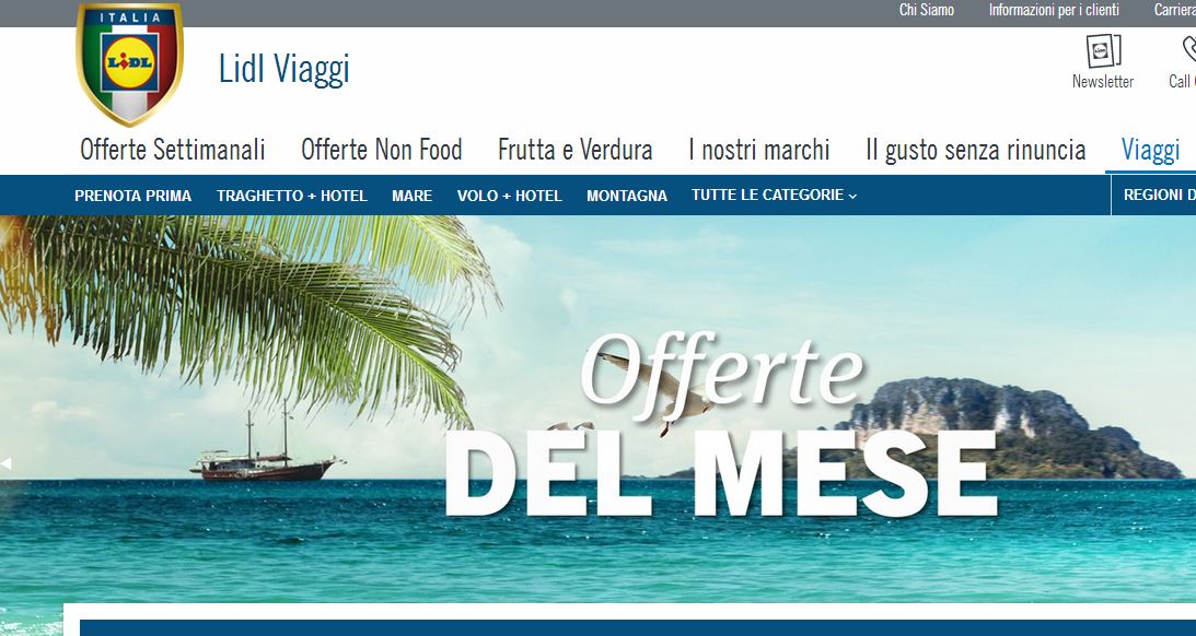 Capa de entrada do LIDL Viagens em Itália