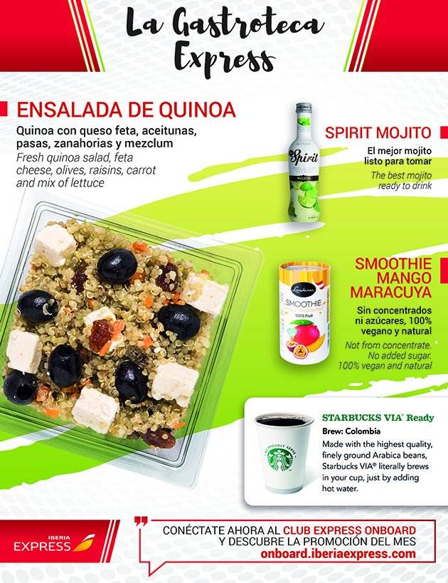 Parte do Gastroteca Express, menu da low cost Iberia Express