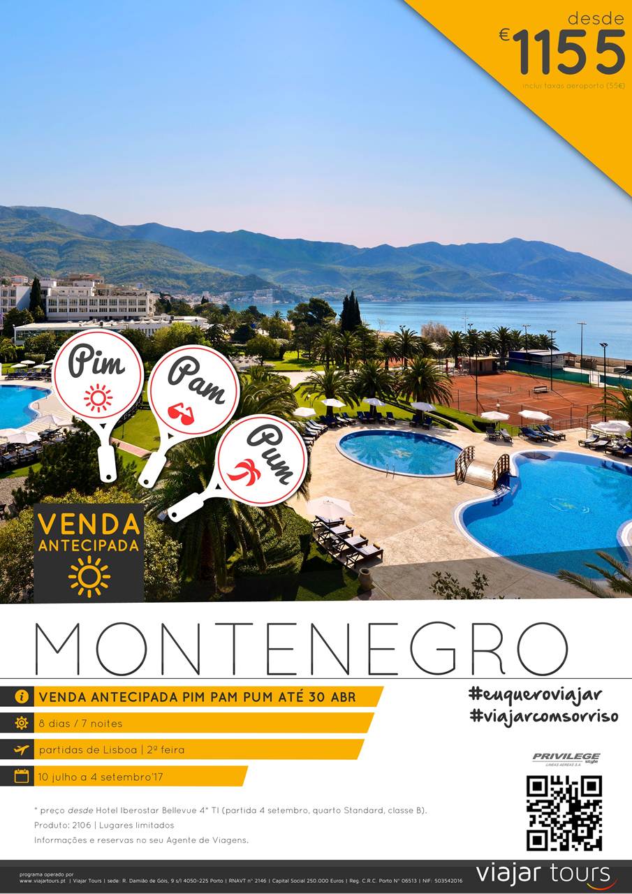 Promoção Verão em Montenegro desde 1110€ por pessoa