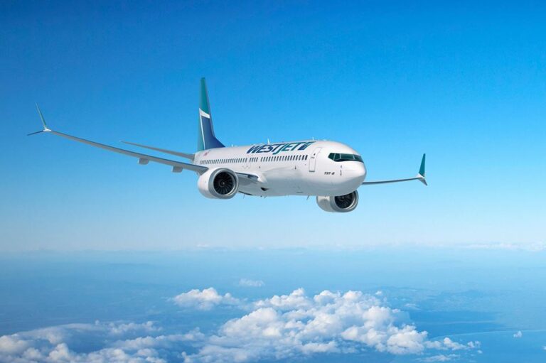 Aeronave B737 MAX da companhia Low Cost WestJet