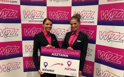Apresentação dos voos low cost entre Budapeste e Astana pela Wizz Air