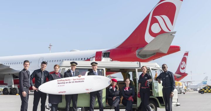 Tripulação do voo inaugural da airberlin para San Francisco
