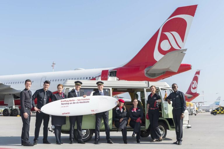 Tripulação do voo inaugural da airberlin para San Francisco