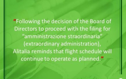 Comunicado de insolvência da Alitalia em Inglês