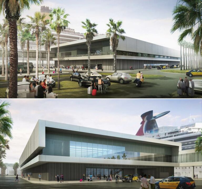 Projecto do Terminal 2 de cruzeiros da Carnival em Barcelona
