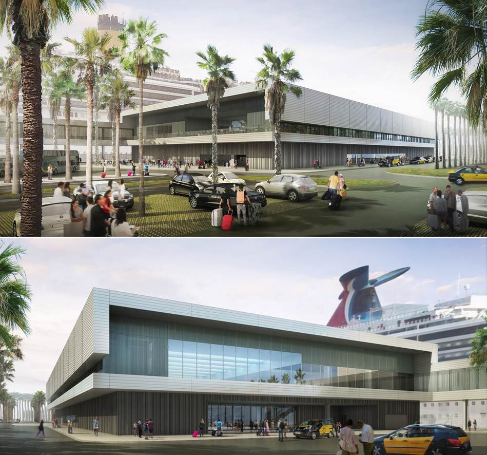 Projecto do Terminal 2 de cruzeiros da Carnival em Barcelona