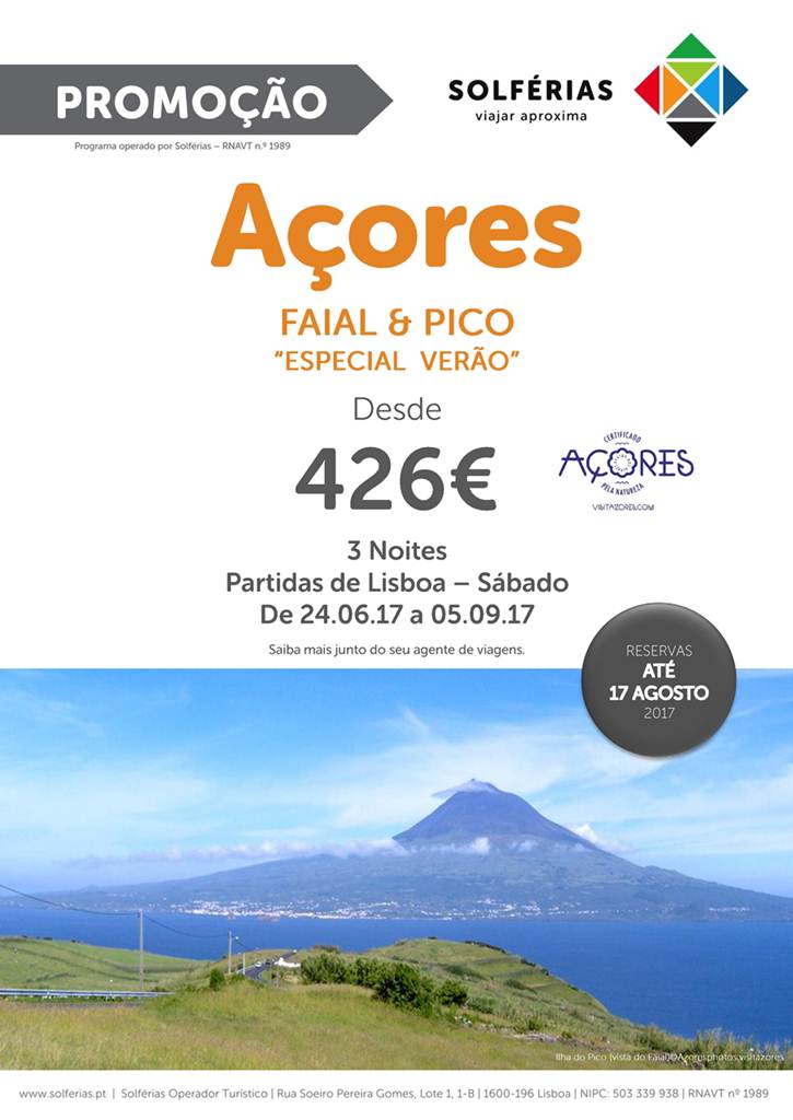 3 noites de férias de Verão nos Açores (Faial e Pico) desde 426€