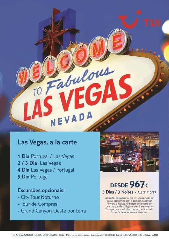 Programa de viaem a Las Vegas pela TUI em Portugal desde 967€