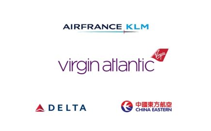 Logos da Air France-KLM, virgin atlantic, delta e china eastern