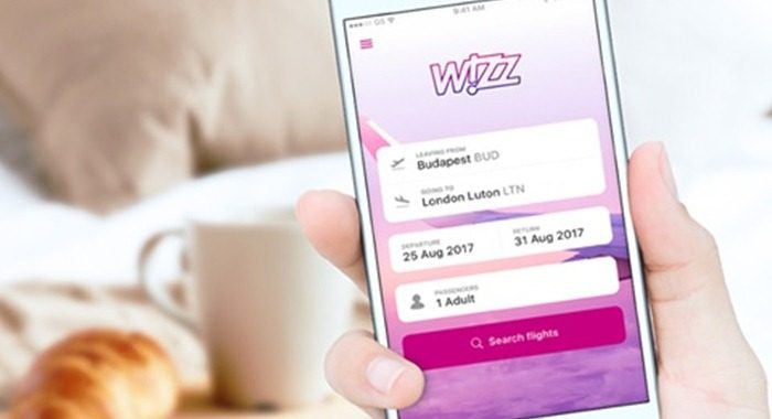 Ecrã principal da nova app da low cost Wizz Air