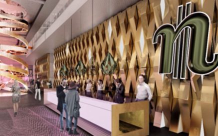 Futuro lobby do hotel nhow Frankfurt na Messe