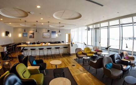 Zona de estar do Lounge em Nova Iorque da companhia aérea SAS