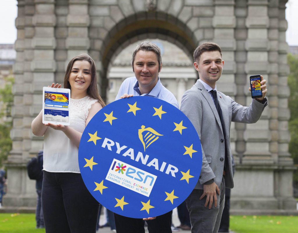 Apresentação da plataforma da low cost Ryanair para estudantes Erasmus