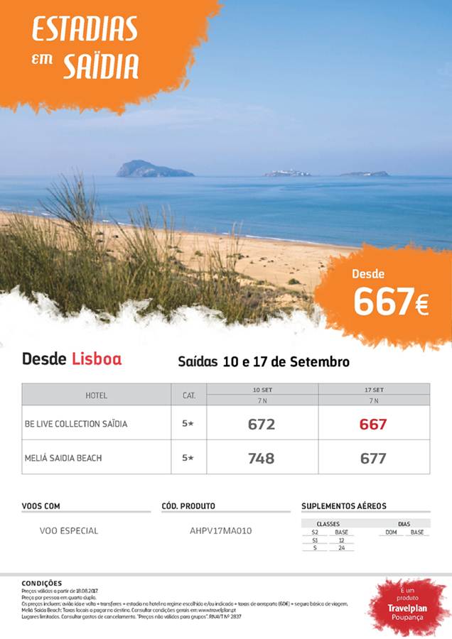 Férias em Saidia desde 667€ por pessoa com estadia de 7 noites em Setembro
