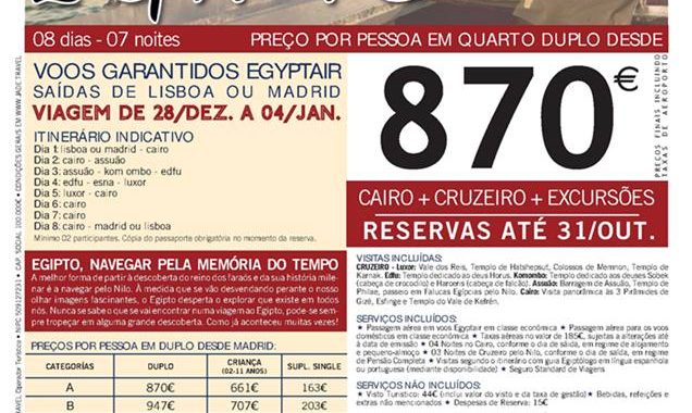 Passagem de ano com pacote de férias Egipto Faraónico desde 870€ por pessoa