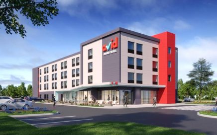 Rendering do exterior dos avid hotels do grupo IHG