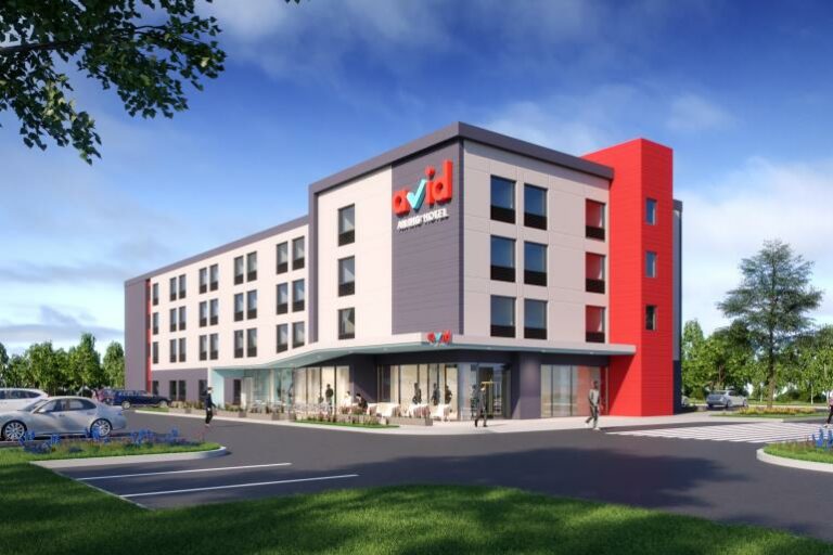 Rendering do exterior dos avid hotels do grupo IHG