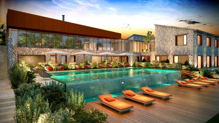 Vista da piscina e exterior do Hotel E Caselle Corsica by Light Human Hotels