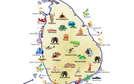 Mapa do Sri-Lanka com a localização do resort Club Med
