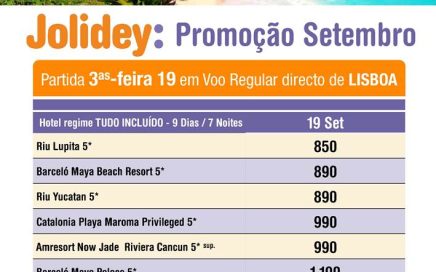 Promoção Riviera Maia desde 850€ para saída a 19 de Setembro