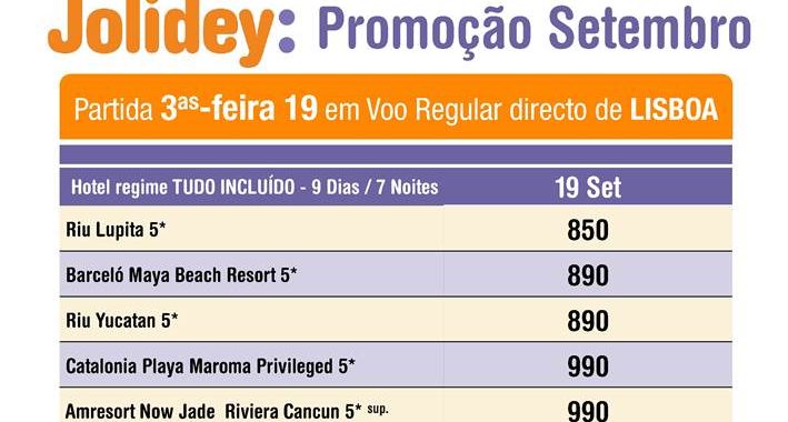 Promoção Riviera Maia desde 850€ para saída a 19 de Setembro