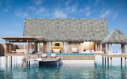 Uma das villas sobre a água do hotel Waldorf Astoria Maldivas