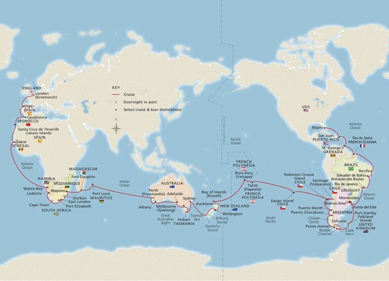 Itinerário do 2º cruzeiro de Volta ao Mundo da Viking Cruises