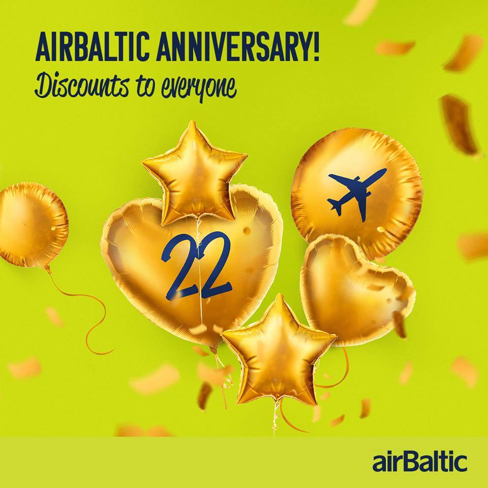 Cartão de aniversário dos 22 anos da airBaltic
