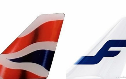caudas de avião da British Airways e Finnair
