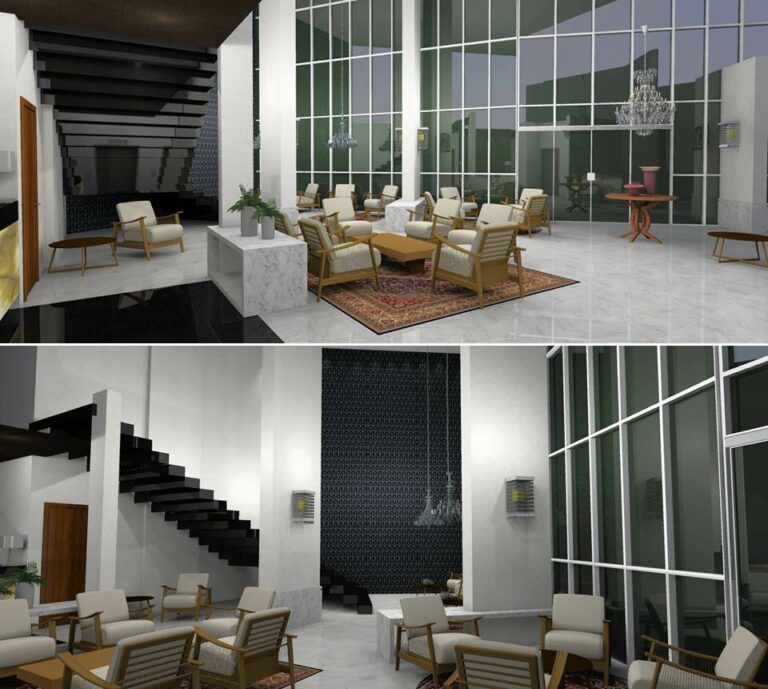 Lobby na entrada do hotel Holiday Inn Goiânia no Brasil