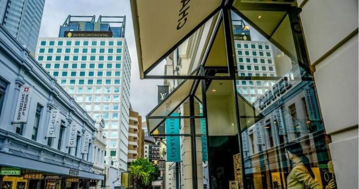 A King Street Precinct com o hotel InterContinental Perth na Austrália