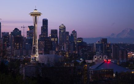 Vista sobre o horizonte da cidade de Seattle nos EUA
