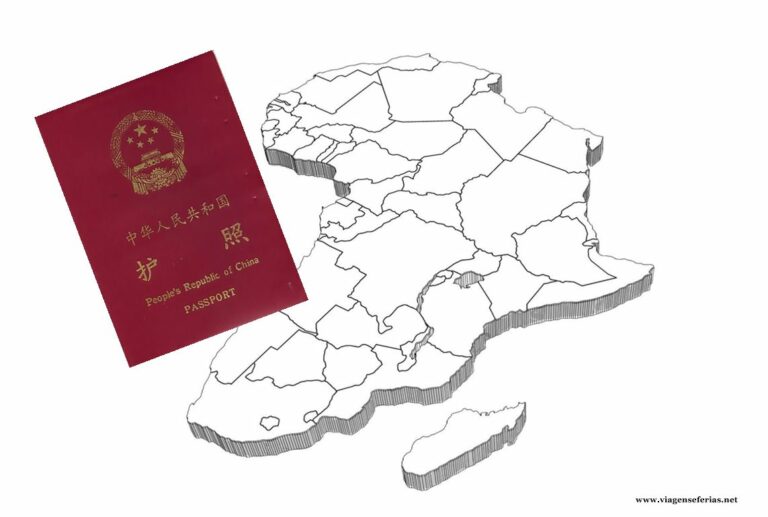 Mapa de África e passaporte da China